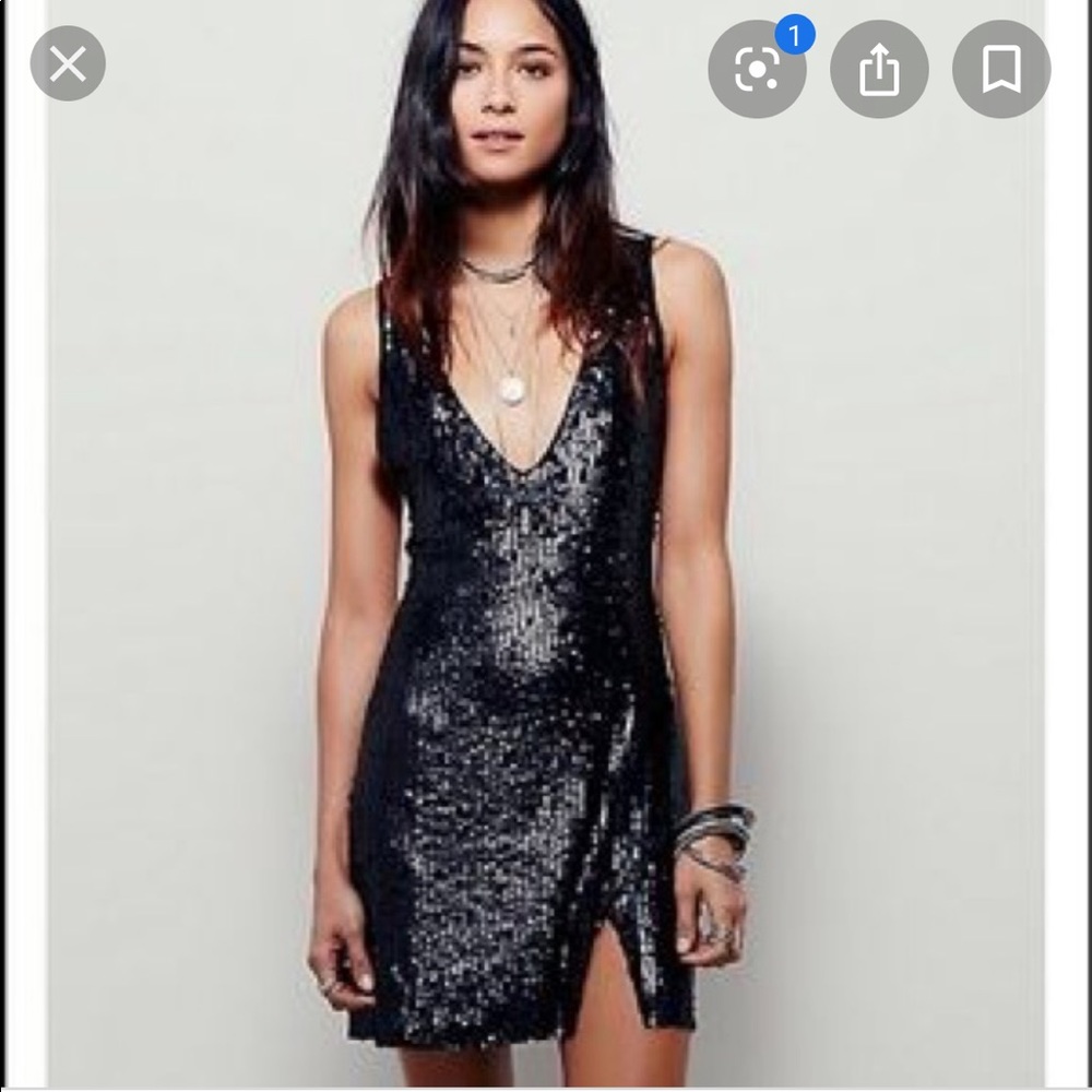 Free people black sequin slip tank dress